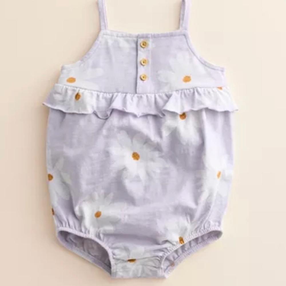 Baby girl little Co. by Lauren Conrad Organic Henley Ruffle Romper